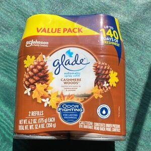 Glade Cashmere Woods Scented Automatic Spray Refill Value 2 Pack 6.2 oz Each Can